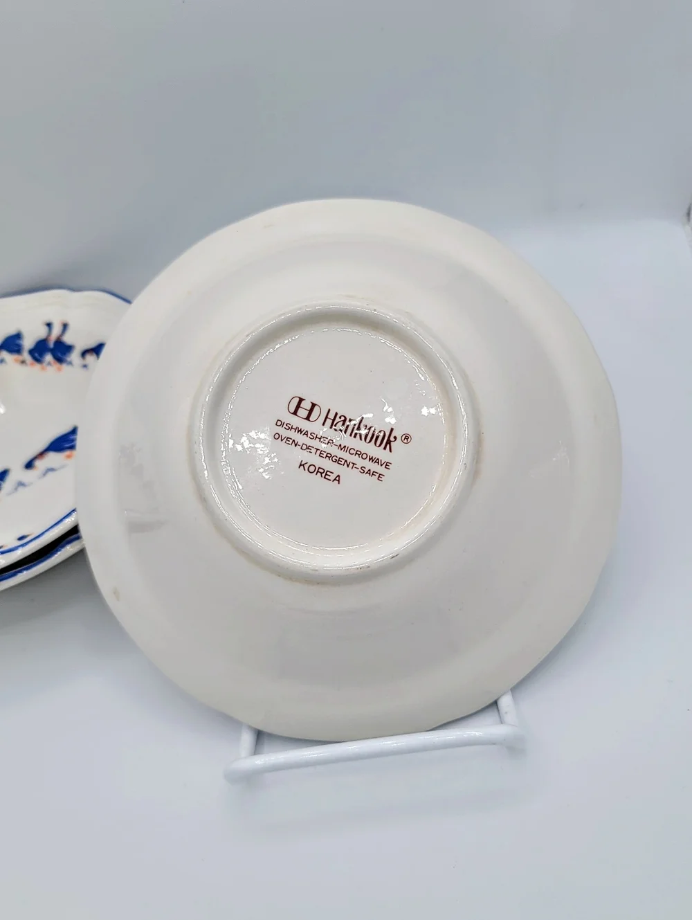 Hankook Blue Geese Soup Cereal Bowls Set 4 Farmhouse Country Cottage Korea Vtg